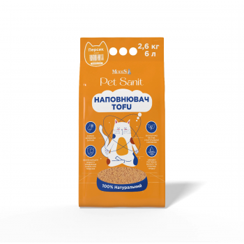 Наполнитель для кошачьего туалета ModeS PetSanit  Tofu соевый гипоаллергенный с ароматом персик 6 л / 2,6 кг
