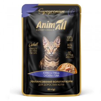 AnimAll влажный корм для кошек (тунец с курицей), 80г