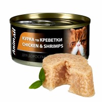 AnimAll влажный корм для кошек (курица с креветками), 85 г