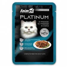 AnimAll Platinum вологий корм для котів з тріскою та травами в соусі, 85г