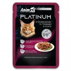 AnimAll Platinum вологий корм для котів з яловичиною та травами в соусі, 85г