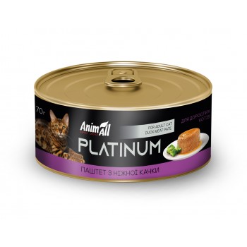 AnimAll Platinum вологий корм для дорослих котів (ніжний паштет з качки), 70 г