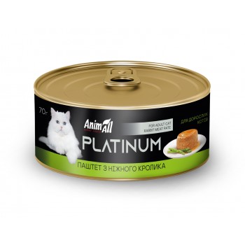AnimAll Platinum вологий корм для дорослих котів (ніжний паштет з кролика), 70 г