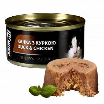 AnimAll вологий корм для котів (качка та курка), 80 г