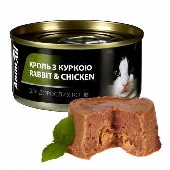AnimAll вологий корм для котів (кролик та курка), 80 г