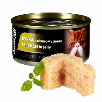 AnimAll вологий корм для котів (курка в ніжному желе), 85 г