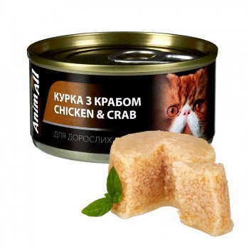 AnimAll вологий корм для котів (курка з крабом), 85 г