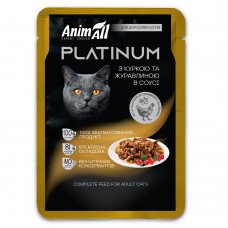 AnimAll Platinum вологий корм для котів з куркою та журавлиною в соусі, 85г