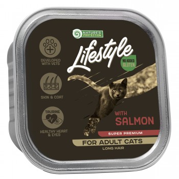 Nature's Protection Lifestyle Long Hair, canned food with salmon, for adult cats,