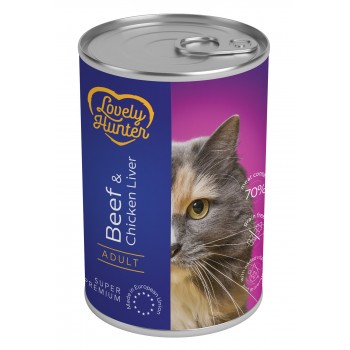 Влажный корм для взрослых кошек с говядиной и куриной печенью Lovely Hunter Adult with Beef and Chicken liver