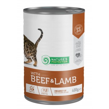 Влажный корм для взрослых кошек с говядиной и ягненком Nature's Protection with Beef & Lamb