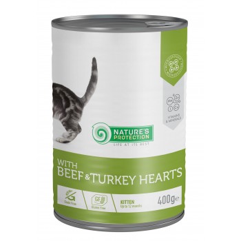 Влажный корм для котят с говядиной и сердцем индюшки Nature's Protection Kitten with Beef & Turkey hearts