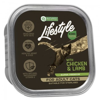 Nature's Protection Lifestyle adult (suitable for sterilized), canned food with chicken and lamb, for adult cats,