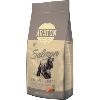 Полноценный сухой корм с лососем для взрослых собак всех пород ARATON SALMON Adult All Breeds