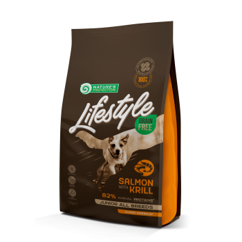 Сухой беззерновой корм с лососем и крилем для юниоров всех пород Lifestyle Grain Free Salmon with Krill Junior All Breeds Сухой беззерновой корм с лососем и крилем для юниоров всех пород Lifestyle Grain Free Salmon with Krill Junior All Breeds