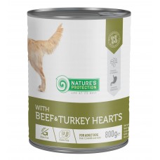Вологий корм для дорослих собак з яловичиною та серцем індички Nature's Protection with Beef & Turkey Hearts