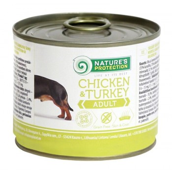 Вологий корм для дорослих собак всіх порід з куркою та індичкою Nature's Protection Adult Chicken&Turkey