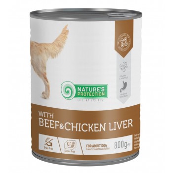 Влажный корм для взрослых собак с говядиной и куриной печенью Nature's Protection Beef and Chicken Liver