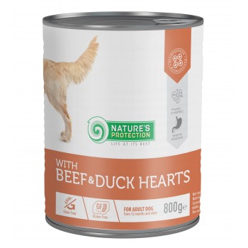 Вологий корм для дорослих собак з яловичиною та качиним серцем Nature's Protection with Beef & Duck Hearts