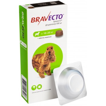 Bravecto Бравекто жувальна таблетка від бліх та кліщів для собак вагою 10-20 кг