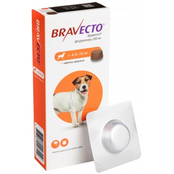 Bravecto Бравекто жувальна таблетка від бліх та кліщів для собак вагою 4,5 - 10 кг