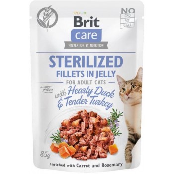 Brit Care Cat Fillets In Jelly (филе утки и индейки в желе) для стерилизованных кошек