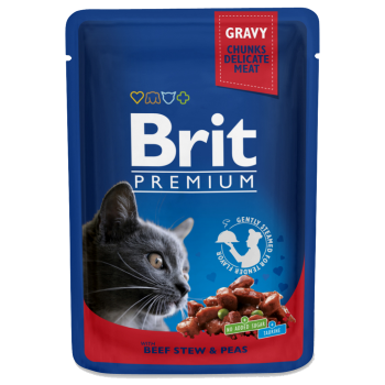 Brit Premium Рагу из тушеной говядины с зеленым горошком для кошек