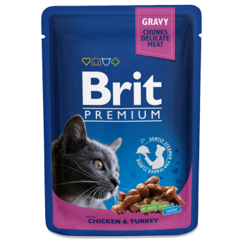 Brit Premium Курица и индейка в соусе для кошек