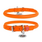 WAUDOG Glamour Ошейник для собак кожаный с QR паспортом, круглый, оранжевый WAUDOG Glamour Ошейник для собак кожаный с QR паспортом, круглый, оранжевый