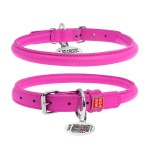 WAUDOG Glamour Ошейник для собак кожаный с QR паспортом, круглый, розовый WAUDOG Glamour Ошейник для собак кожаный с QR паспортом, круглый, розовый
