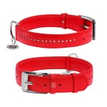 WAUDOG Glamour Ошейник для собак кожаный с QR паспортом, двойной со стразами, красный WAUDOG Glamour Ошейник для собак кожаный с QR паспортом, двойной со стразами, красный