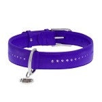WAUDOG Glamour Ошейник для собак кожаный с QR паспортом, двойной со стразами, фиолетовый WAUDOG Glamour Ошейник для собак кожаный с QR паспортом, двойной со стразами, фиолетовый