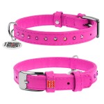 WAUDOG Glamour Ошейник для собак кожаный с QR паспортом, с клеевыми стразами, розовый WAUDOG Glamour Ошейник для собак кожаный с QR паспортом, с клеевыми стразами, розовый