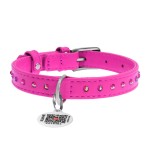 WAUDOG Glamour Ошейник для собак кожаный с QR паспортом, с клеевыми стразами, розовый WAUDOG Glamour Ошейник для собак кожаный с QR паспортом, с клеевыми стразами, розовый