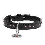 WAUDOG Glamour Ошейник для собак кожаный с QR паспортом, с клеевыми стразами, черный WAUDOG Glamour Ошейник для собак кожаный с QR паспортом, с клеевыми стразами, черный