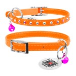 WAUDOG GLAMOUR Ошейник с резинкой, клей.стразами для кошек, оранжевый WAUDOG GLAMOUR Ошейник с резинкой, клей.стразами для кошек, оранжевый