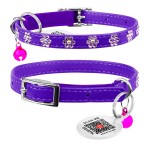 WAUDOG GLAMOUR Ошейник с резинкой, клей.стразами "Цветочек" для кошек, фиолетовый