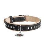 WAUDOG Soft Ошейник для собак кожаный с QR паспортом, металлические украшения
