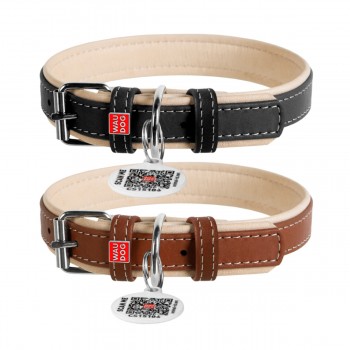 WAUDOG Soft Ошейник для собак кожаный с QR паспортом