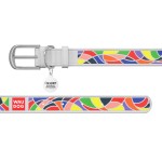 WAUDOG Design Нашийник для собак шкіряний з QR паспортом, малюнок "Вітраж", білий