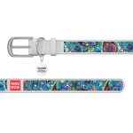 WAUDOG Design Ошейник с рисунком "Лазурь", премиум кожа, металлическая пряжка, белый