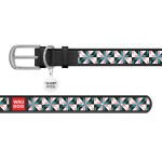 WAUDOG Design Ошейник с рисунком "Снежные цветы", премиум кожа, металлическая пряжка, черный