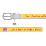 WAUDOG Design Нашийник з малюнком "Найкраще життя", преміум шкіра, металева пряжка, білий