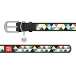WAUDOG Design Нашийник з малюнком "Печворк", преміум шкіра, металева пряжка, чорний