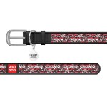 WAUDOG Design Ошейник с рисунком "Сахарные черепа", премиум кожа, металлическая пряжка, черный