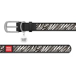 WAUDOG Design Ошейник с рисунком "Зебра", премиум кожа, металлическая пряжка, черный