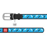 WAUDOG Design Ошейник с рисунком "Игривые собачки", премиум кожа, металлическая пряжка, черный