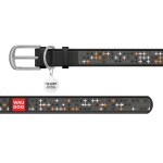 WAUDOG Design Ошейник с рисунком "Крестики", премиум кожа, металлическая пряжка, черный