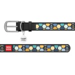 WAUDOG Design Нашийник з малюнком "Морський 2", преміум шкіра, металева пряжка, чорний