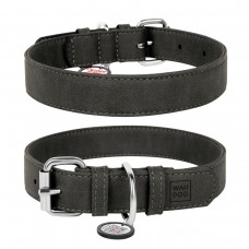 WAUDOG Eco Ошейник для собак из искусственной кожи с QR паспортом, серый